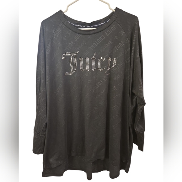 JUICY COUTURE BLACK RHINESTONE AND LOGO 3/4 SLEEVE AND PANTS SLEEPSET. SIZE 1X. - Picture 1 of 15